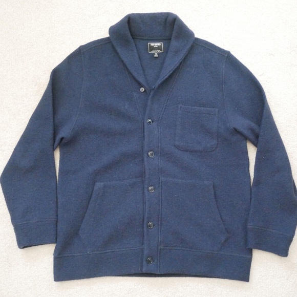 Todd Snyder Boiled Wool Shawl Cardigan Blue